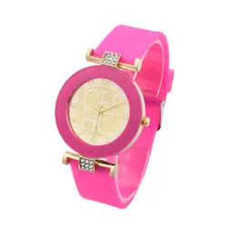 MEIBO золото Женева Повседневное кварцевые часы Кристалл Силиконовые часы модные часов детская Relogio Feminino платье наручные часы Горячие