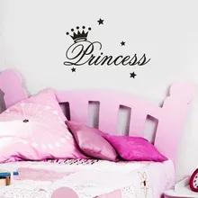 Виниловые настенные наклейки принцессы с короной для детской комнаты, искусство для детского сада, Наклейки на стены, украшение для дома, плакат для гостиной, водонепроницаемый