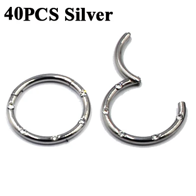BOG-40PCS G23 Титан сегментное кольцо 16g Нос губ для соска, для септума хряща пирсинг козелка кликер Captive для пирсинга - Окраска металла: Silver