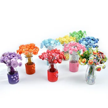 

New ideas DIY button bouquet handmade flower child Handicrafts kindergarten manual course making Button flower