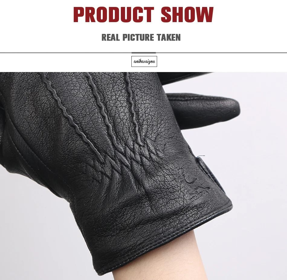 Простые мужские кожаные перчатки из натуральной кожи, зимние кожаные перчатки для мужчин, первый слой из овчины, мужские кожаные перчатки-8048