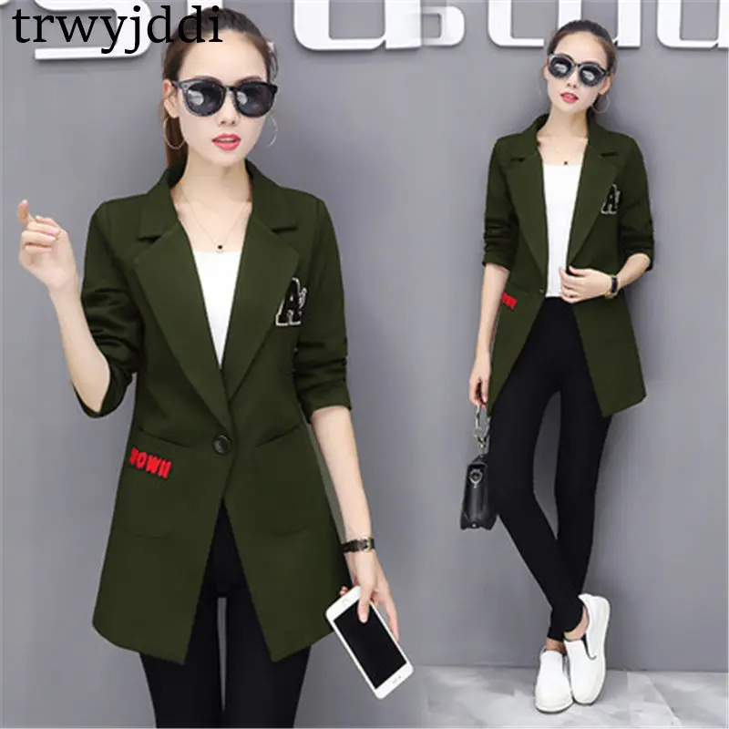 Section armygreen Wine Blazer Femmes 2018 Costume De Taille Vêtements Mode Vestes Nouvelle Longue Black red A1275 Automne Manteaux Grande Hiver Coréenne 7pwnz