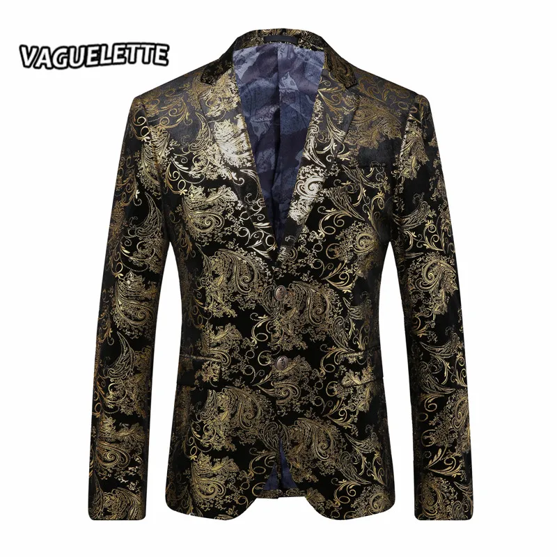 

Plus Size Gold Blazer For Men Slim Fit Golden Paisley Floral Pattern Men Suit Jacket Luxury Fashion Mens Blazer Designs M-4XL