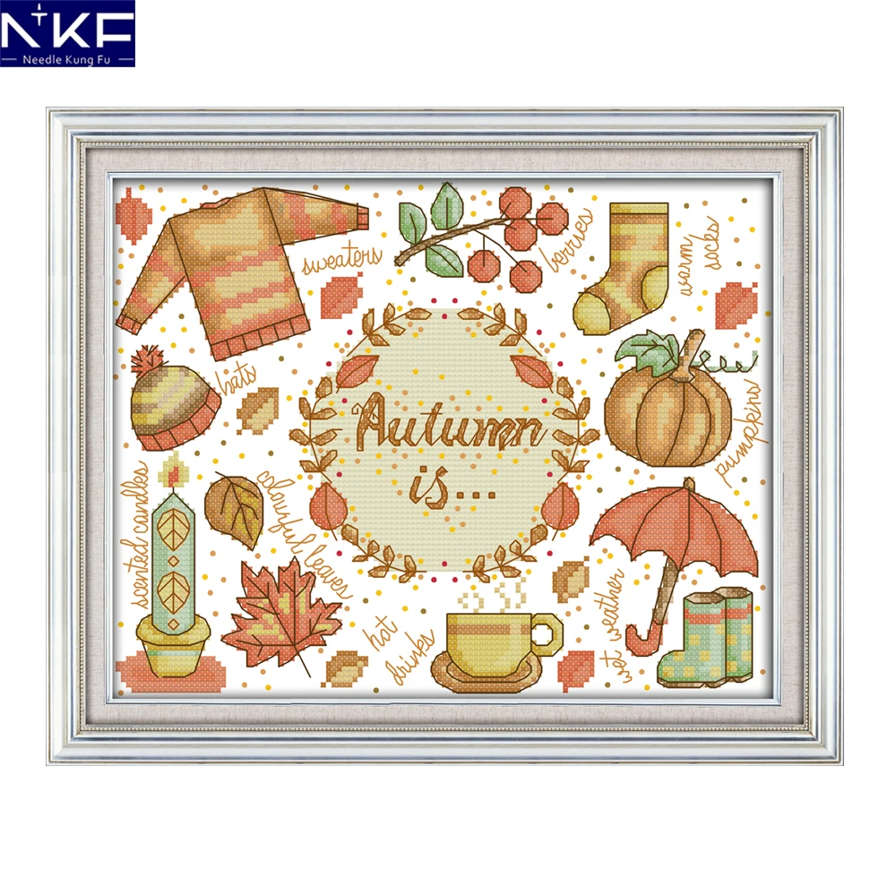 NKF Autumn Impression Counted Cross Stitch 11CT 14CT Handmade Craft Needlework Cross Stitch Kits