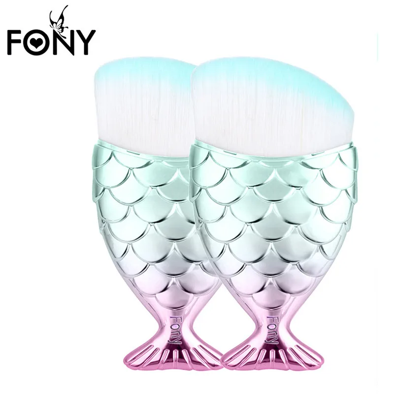FONY 2 шт. рыбья чешуя Кисть для макияжа рыбий хвост нижняя кисть пудра румяна