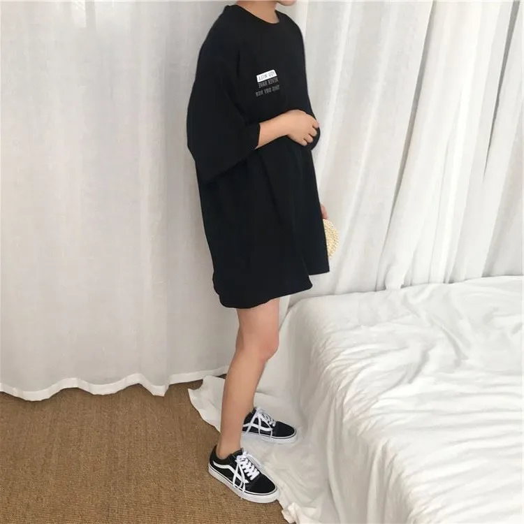 T-shirts Women 2020 Chic Solid BF Loose Ulzzang T-shirt Top Tee Womens Letter Print School Couple Korean Style Hip Hop All-match