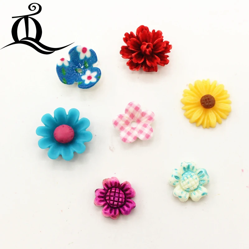 

Hot 50pcs Mixed style Cartoon flowers Design Resin Flat back buttons Children Accessories DIY Craft jewelry Wedding buttons t1