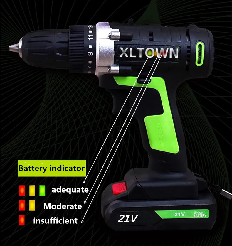 XLTOWN 12/16. 8/21v Аккумуляторная дрель многофункциональный мини Аккумуляторный
