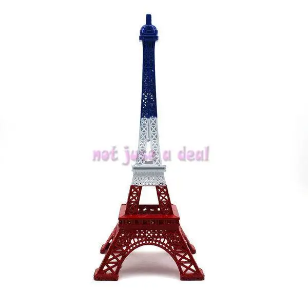 25 СМ 2014 Новый Бытовая Сплава Ремесло Синий и Белый & Красный Французский Париж Эйфелева Башня Статуэтка Статуя Урожай Модель украшения 1 ШТ.