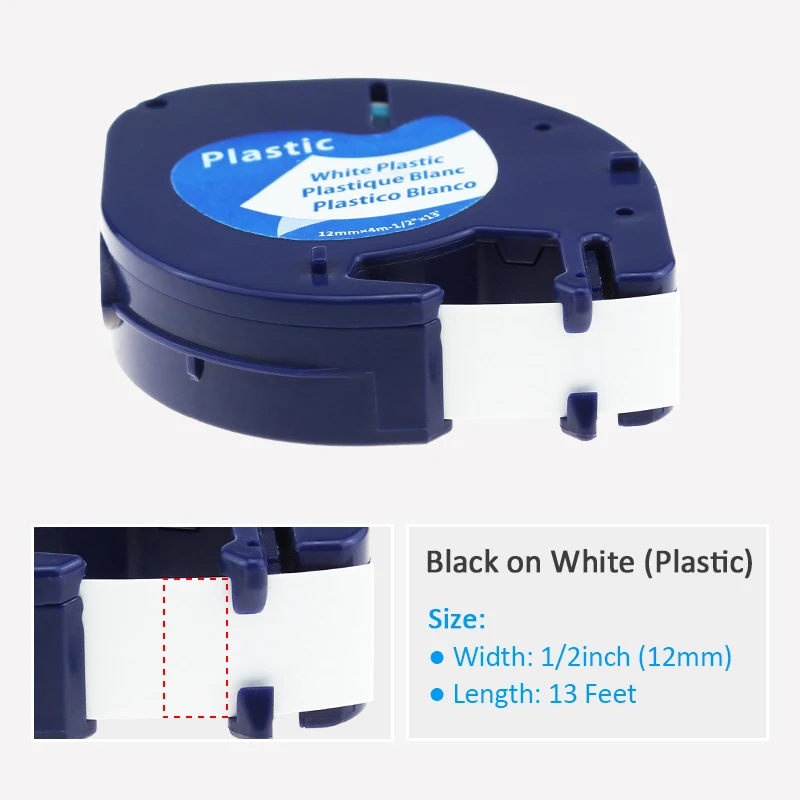 Labelife 2 шт. Dymo 91331 (91221 91201 59422) пластиковая лента Черная на белом 12 мм * 4 м совместимая