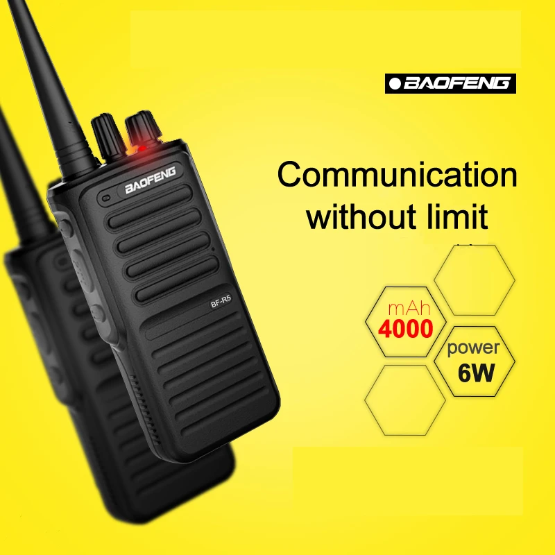 Новый Baofeng BF R5 Professional Walkie Talkie Вт 6 Портативный Ham двухстороннее радио UHF 400 мГц 480 PTT