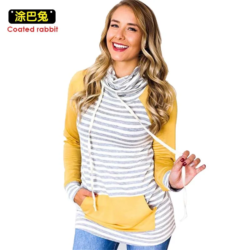 

2017 Double Hood Hoodies Sweatshirt Women Winter Long Sleeve Side zipper Hooded Casual Slim Patchwork Hoodies Pullovers Female