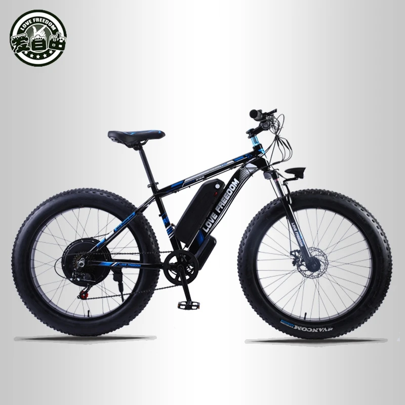 Discount Love Freedom 26 inch Electric Bike 48V 13ah Lithium Battery Electric Mountain Bike 500W Motor Electric Snow Bicycle 0