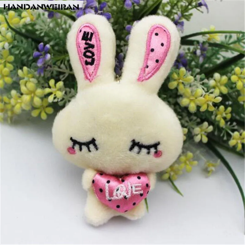 

1PCS Mini Shy Rabbit Plush Toys Small Pendant Creative Cute Love Bunny Stuffed Toy 2019 For Kids Birthday Gift 12CM HANDANWEIRAN