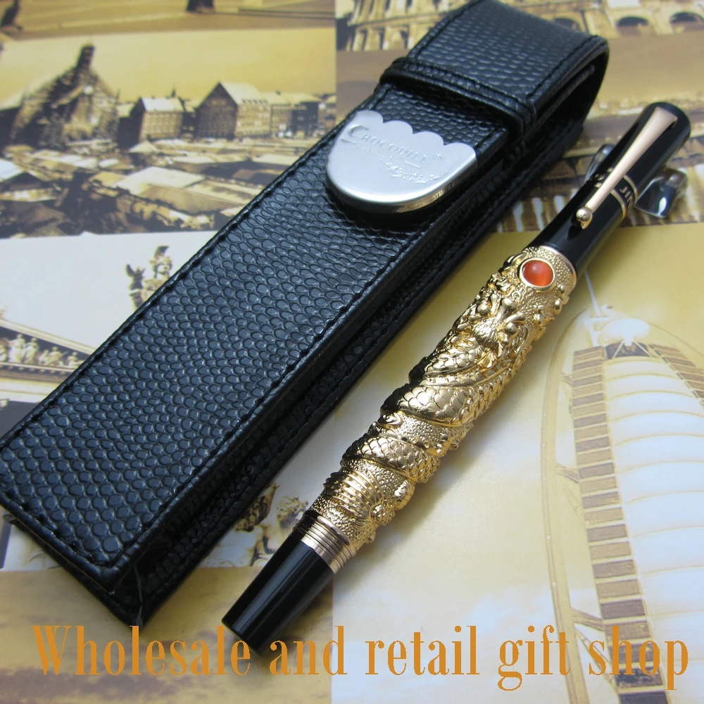 Fountain Pen pen high quality jin hao flying dragon Office gift pen and pen bag free shipping
