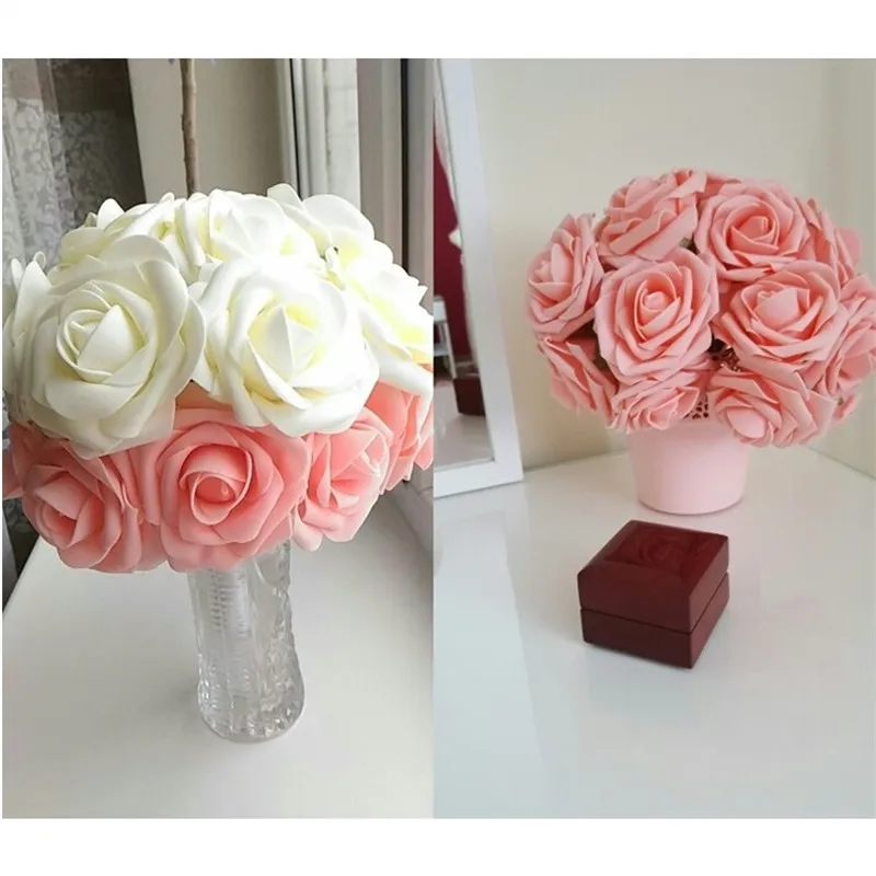 bag 8cm Foam Rose Heads Artificial Flower Heads Wedding Decoration 10/50pcs 