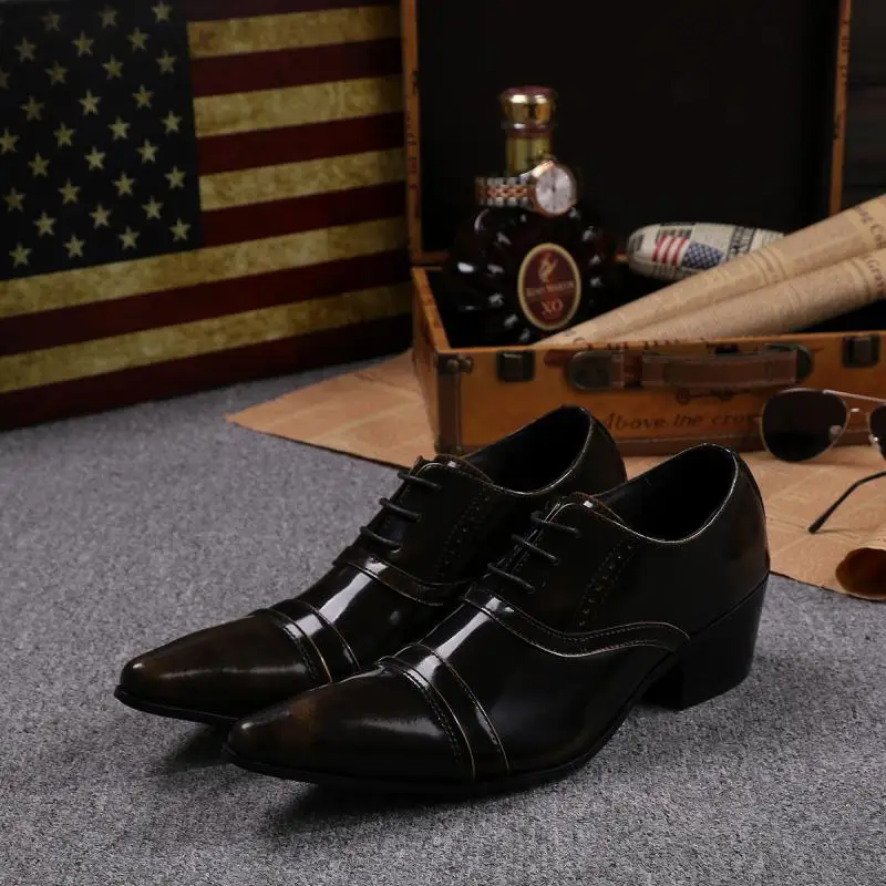 

Pointed Patent Leather Lace-up Men's Leather Shoes Business Office Shoes Men's Casual Party Shoes