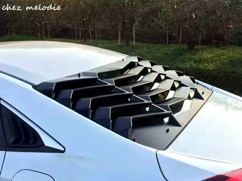 

L amborghini style PP matt black car rear window decorative louver air outlet diffuser shutter for HONDA Civic 10 2016 2017