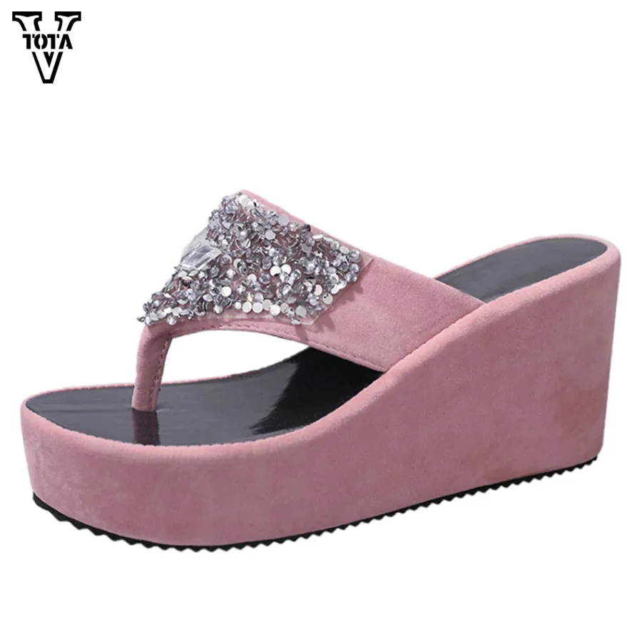 

VTOTA Flip Flops Women Summer Shoes Women Sandals Wedges high heel Casual Comfortable slippers women Handmade Ladies Shoes FC