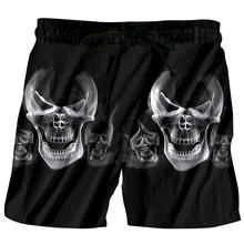 Крутые мужские пляжные шорты с 3D принтом черепа, летние мужские шорты-бермуды, черные брюки размера плюс 5XL 6XL, быстросохнущие