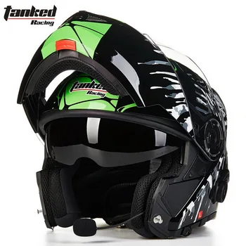 

2017 New male Tanked Racing open face motorcycle helmet with Bluetooth dual lens undrape face motorbike helmets of ABS 5 colors