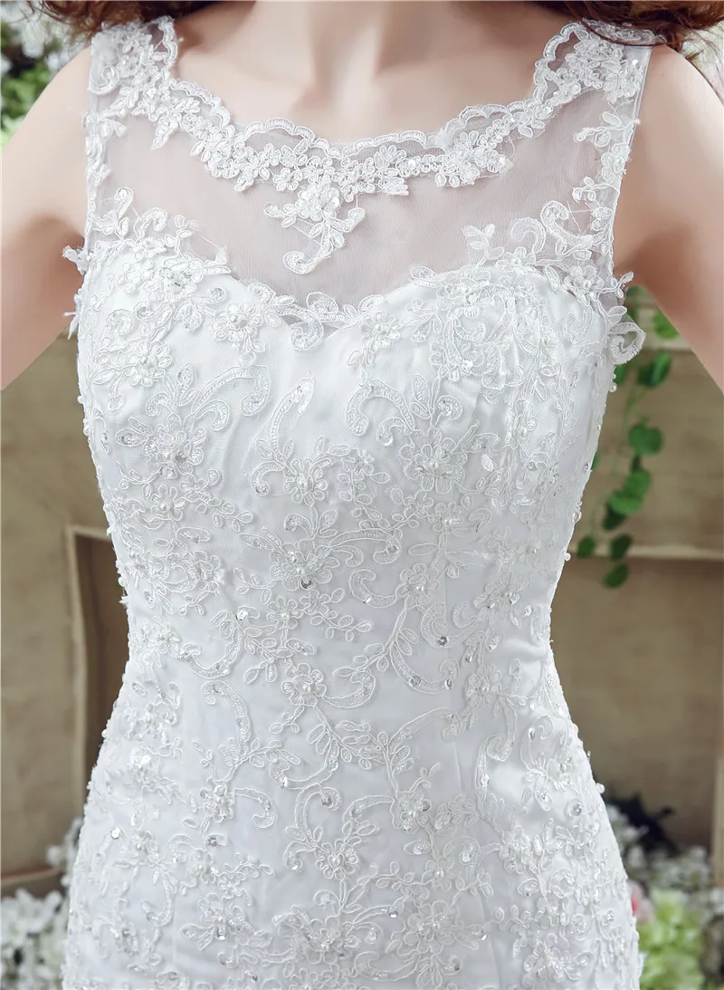 Robe De Mariage O средства ухода за кожей Шеи Ope Назад Русалка Тюль Длинные свадебные платья для невесты для женщин Vestido Novia