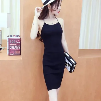 

Fashion 2019 Women Sexy Backless Dresses Strap Sling Bodycon Dress Sleeveless Mini Dress