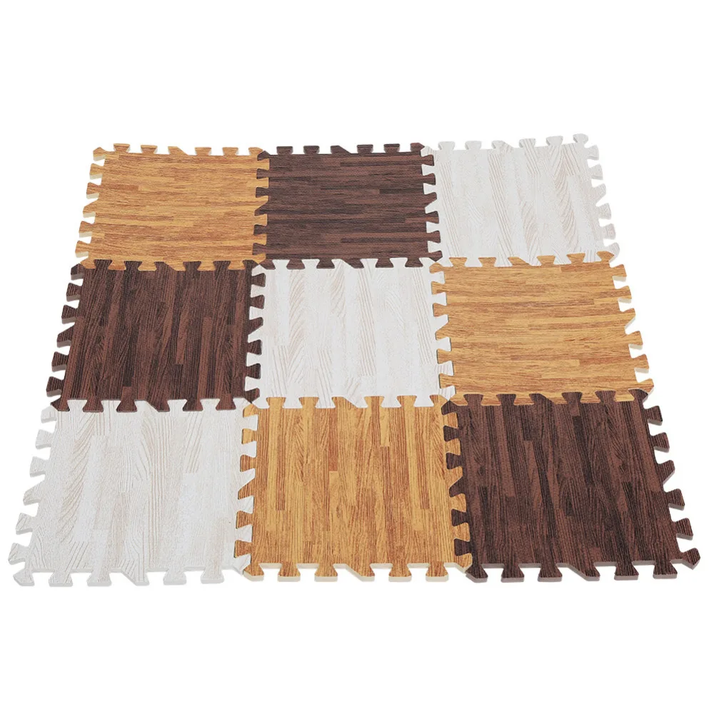 9pcs Imitation Wood Soft Foam Exercise Floor Mats Gym Garage Home Kids Play Mats Pad for Living Room 9pcs Imitation Wood Soft Foam Exercise Floor Mats Gym Garage Home Kids Play Mats Pad for Living Room
