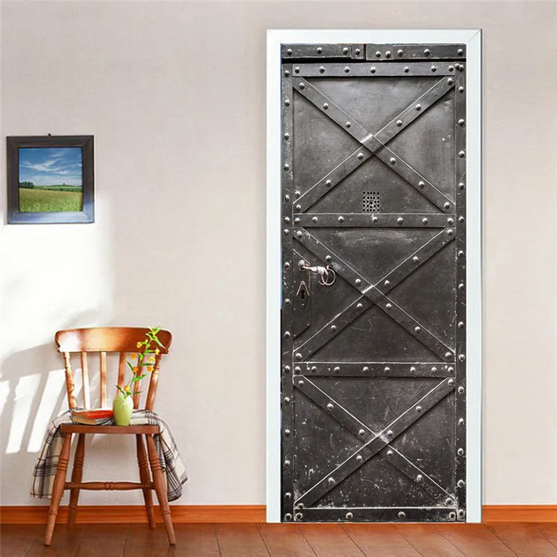 3D DIY PVC Metal Door Wall Stickers Mural Poster 2 pcs/set Waterproof Door decal self adhesive film decorative sticker decals 3D DIY PVC Metal Door Wall Stickers Mural Poster 2 pcs/set Waterproof Door decal self adhesive film decorative sticker decals