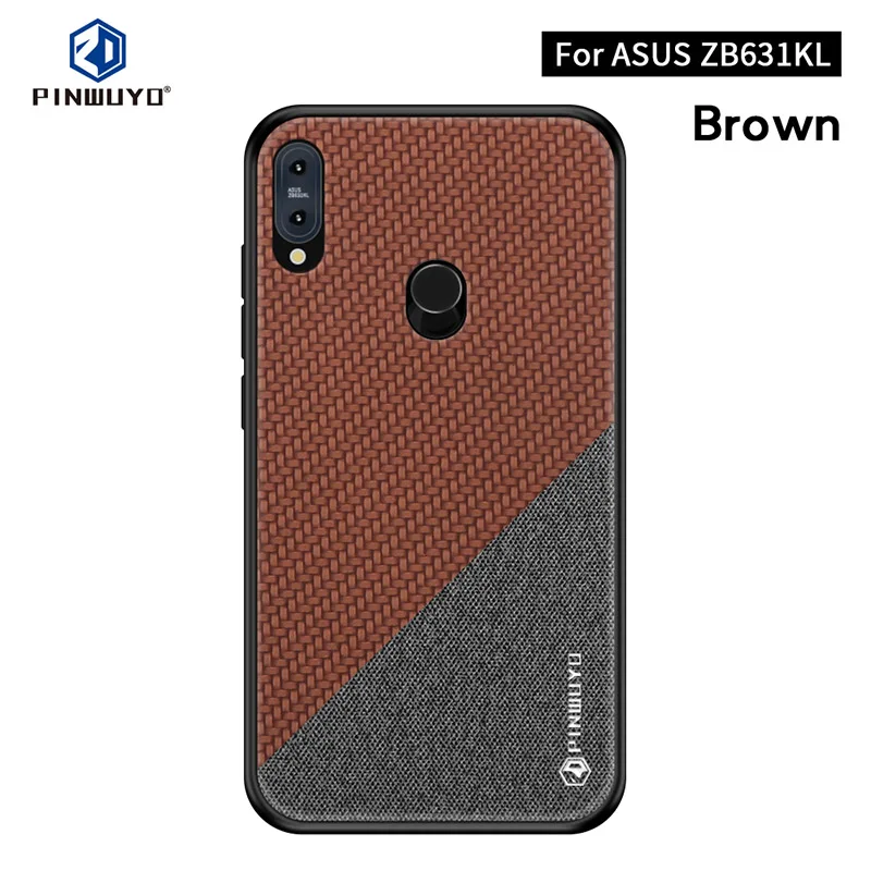 Чехол PINWUYO Honors для Asus Zenfone Max Pro M2 ZB631KL, тканевый мягкий чехол с оплеткой, жесткий защитный чехол для телефона - Цвет: Коричневый