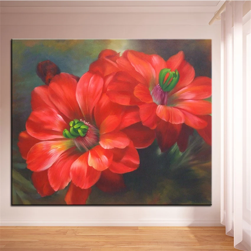 Wall Art, Wall Decor, Wall flower Painting light red original oil Painting Print for wall