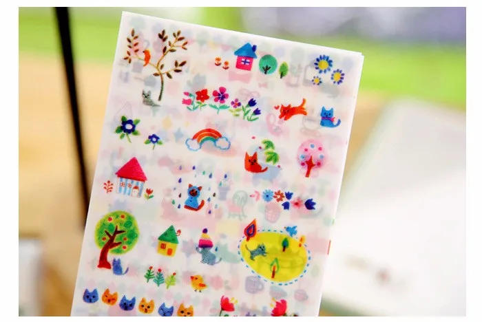 6 листов/комплект необычный, прозрачный кавайные наклейки из ПВХ милые фото украшение для альбома наклейки-пазлы ребенок DIY канцелярские