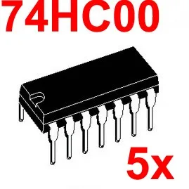 

( 5 pcs/lot ) 74HC00 Logic IC, DIP Package, CMOS.