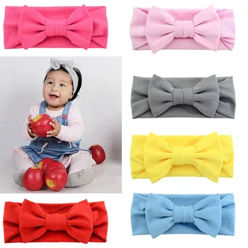 

Baby Girls Headband Solid Bow Knot Tie Headwrap Kids Hairband New Born Turban Elastic Head Band Hair Accessories Headwrap