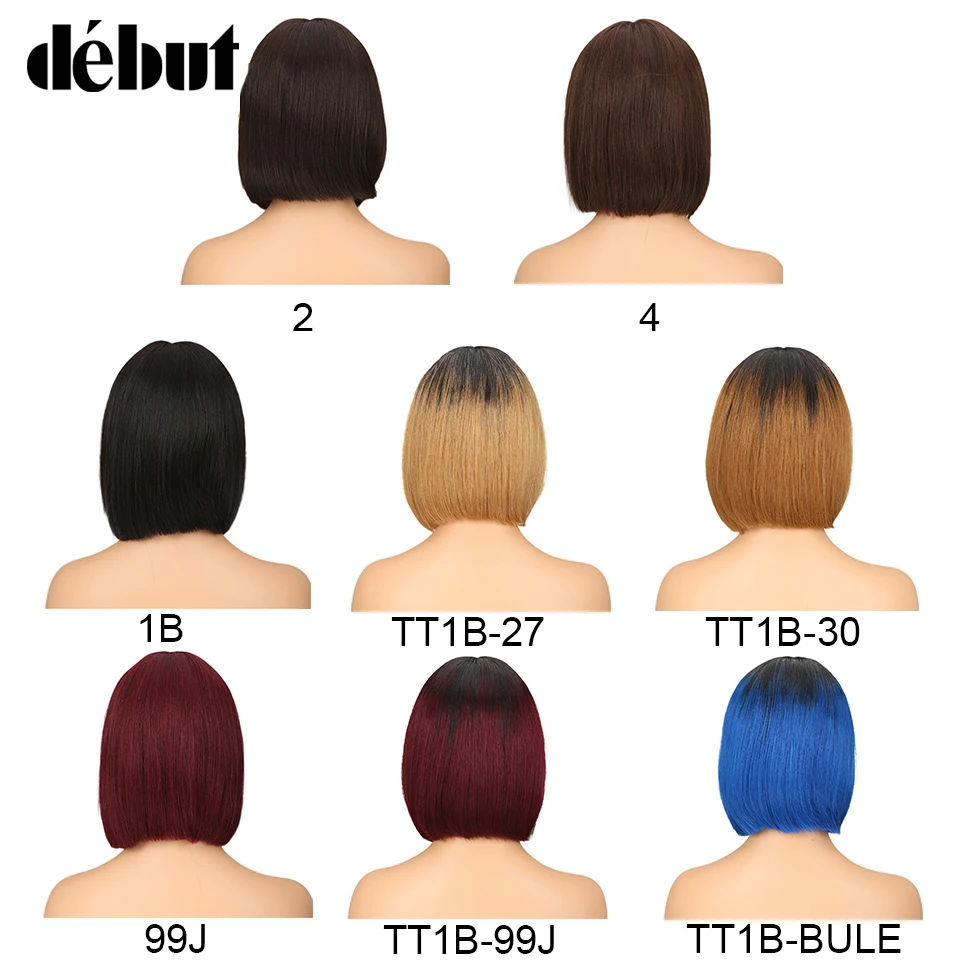 Debut Wig Human Hair Brazilian Straight Lace Front Human Hair Wigs Remy Short Bob Wigs For Black Women Ombre Cheap Lace Wig