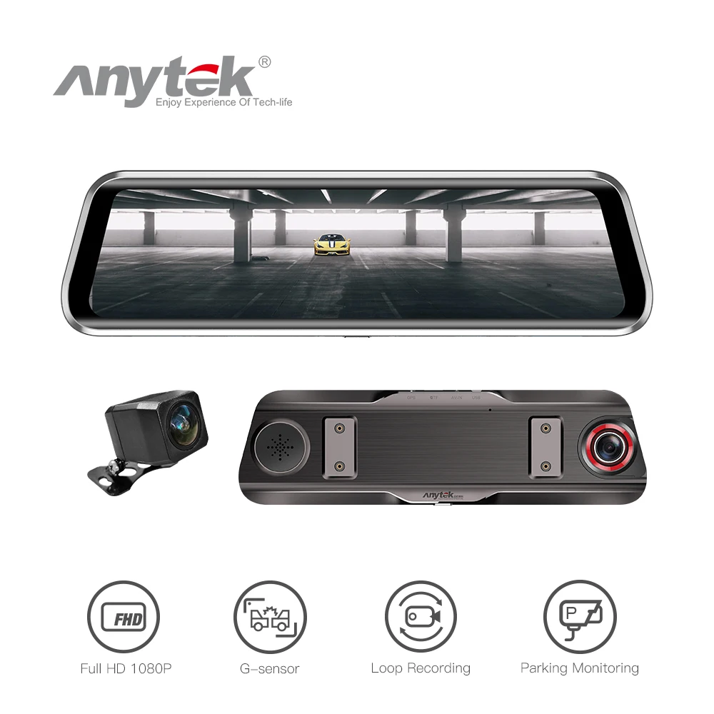 Anytek T900 + Автомобильный видеорегистратор СТРИМ медиа камера в зеркале заднего