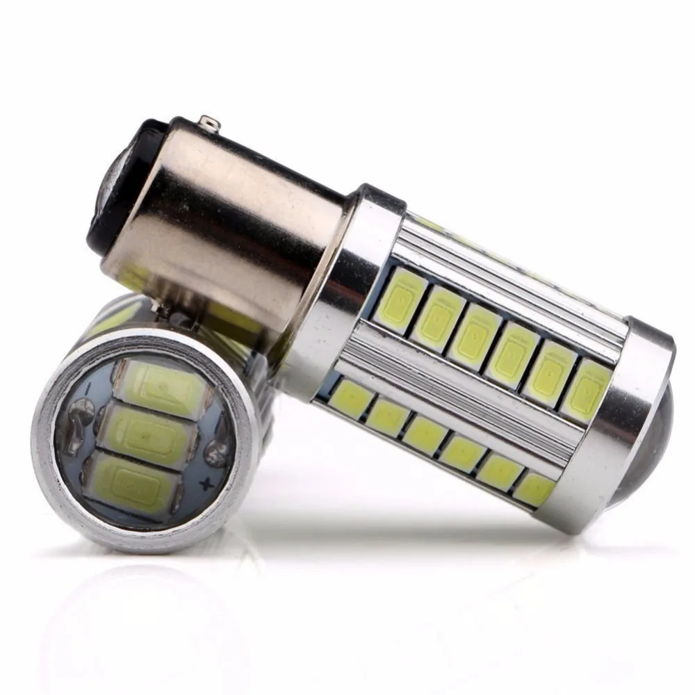 2 x White/Red 1157 Base 33SMD 5630 LED Replacement Bulb For RV Car