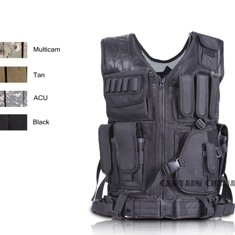 

Hunting Military Tactical Vest Camouflage Wargame Body Molle Armor Hunting Vest W/ Belt & Gun Holster
