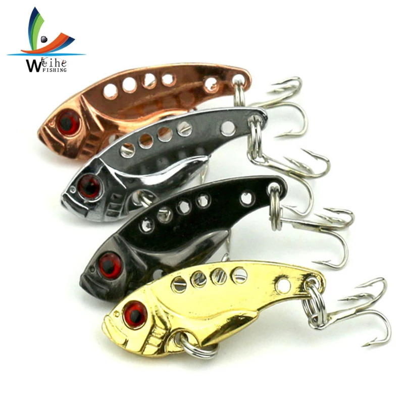 

4Pcs Metal VIB Lures 3.5cm 3.2g vivid Vibrations Spoon Lure Fishing bait Bass Artificial Hard Bait Cicada lure VIB Bait 3D Eyes