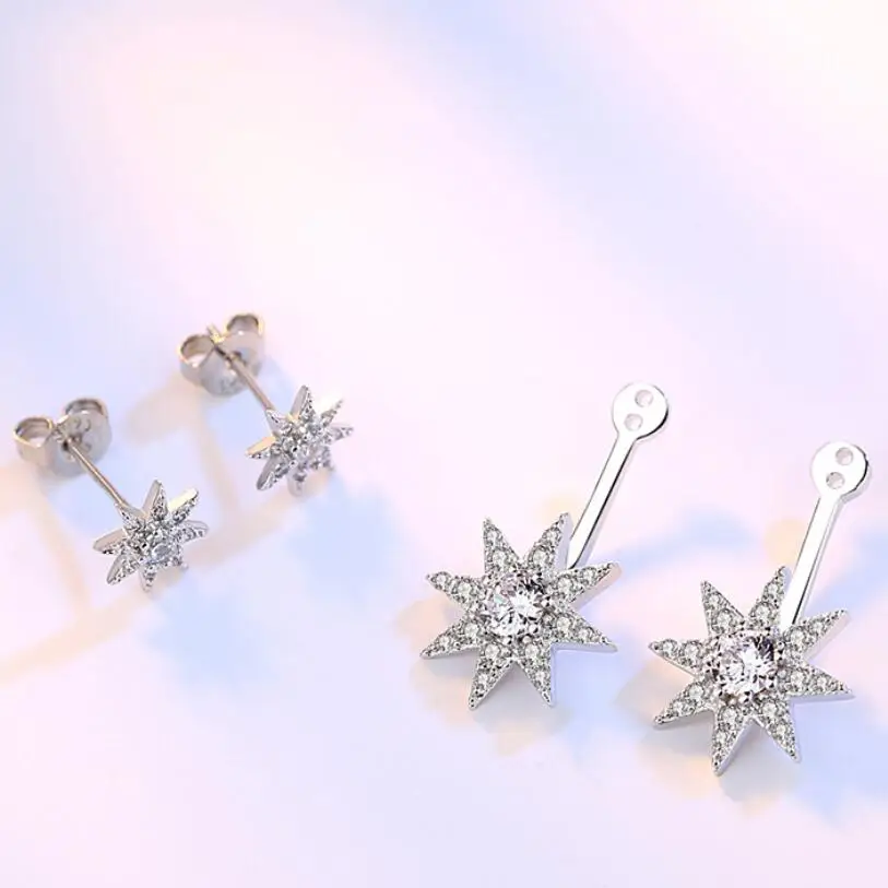 Модные серьги с циркониевой звездой anise star модель для двух женщин