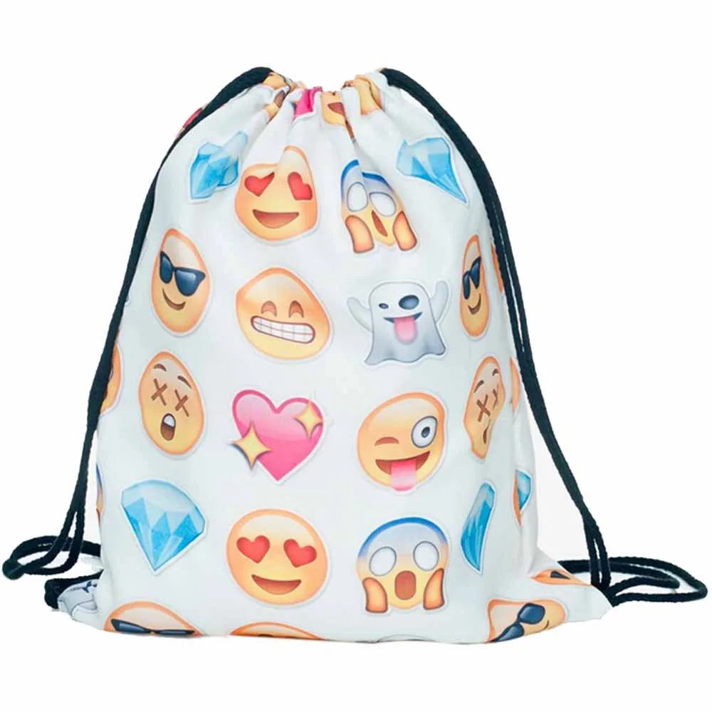 

Drawstring Bags Custom Logo Emoji Backpacks 3D Printing Bags Drawstring Backpack Sports Waterproof Pull Rope Backpacks#L5$