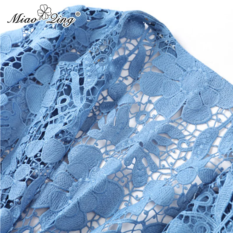 2019 Miaoqing Mode Bleu Manteau Longues Manches Creux Bandage Vintage Cardigan Sexy Streetwear Printemps Vestes Dentelle Femmes Vêtements dr61qrvw