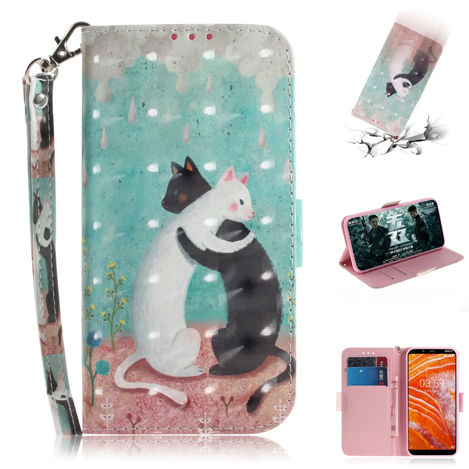 

Cases for For NOKIA X5 X6 X7 Cover 3D Pattern Wallet Leather Stand Capa For NOKIA 8.1 3.1 5.1 6.1 7.1(2018) 5.1/3.1Plus case