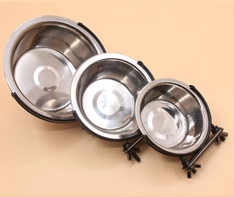 High quality Stainless Steel Hanging Dog Bowl Fixed hanging cage Pet