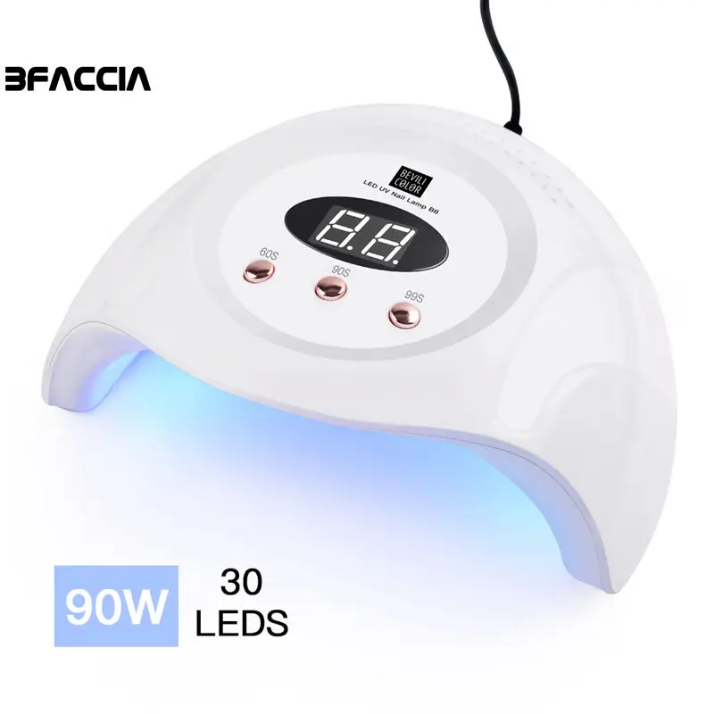 Bfaccia плюс 90 W UV светодиодный светильник для Сушилка для ногтей 30 шт светодиодный лампы для Гель-лак для ногтей лампа с нижней 60 s/90 s/99 S таймер