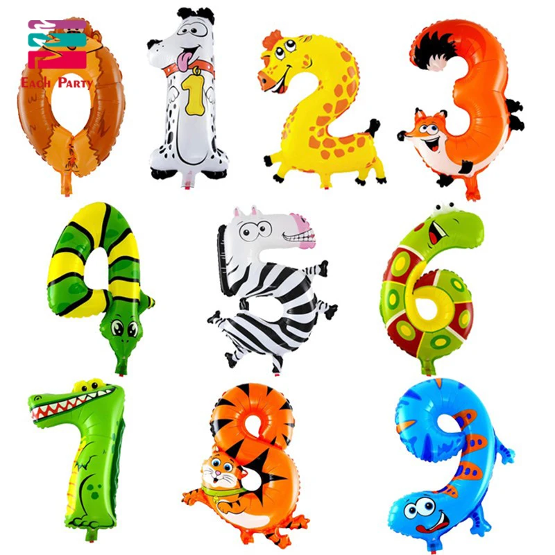 Self Inflating 16" INCH Foil Number BALLOONS Happy Birthday Large Animal Ballons 