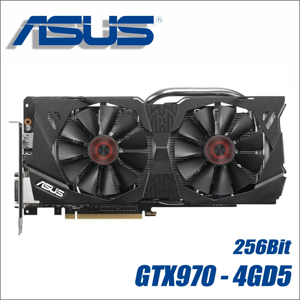 used ASUS Video Card Original GTX 970 4GB 256Bit GDDR5 Graphics Cards for nVIDIA VGA Cards Geforce GTX970 Hdmi Dvi game 1050