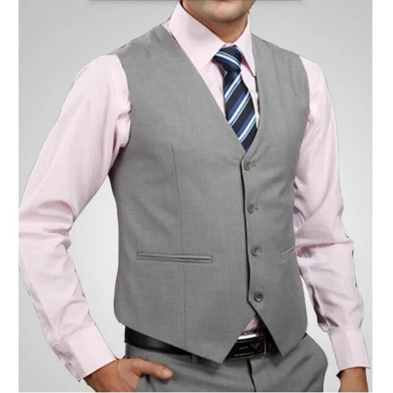 

Men Suit Vest Formal Dress Business Solid Slim Fit V Neck Sleeveless Waistcoat high quality custom cheap formal business vest