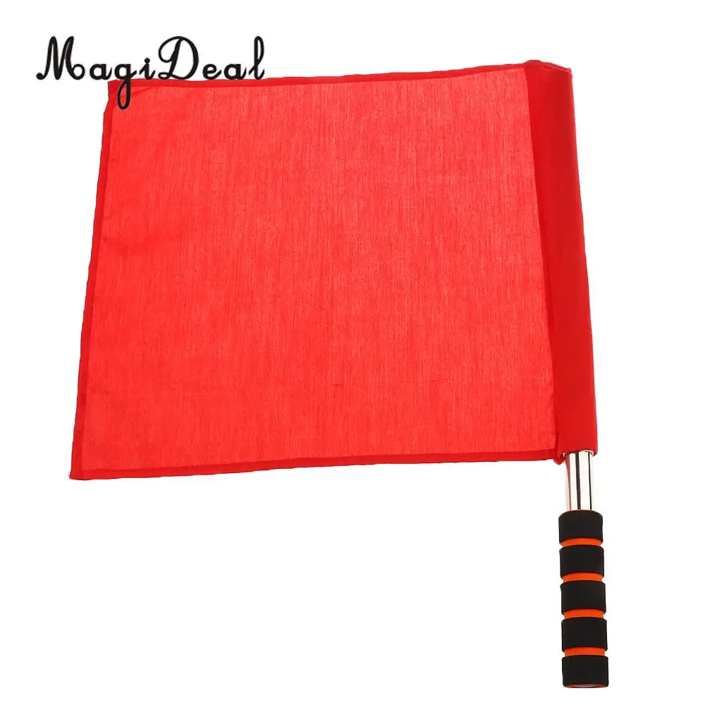 MagiDeal Professioanl 1Pc Athletic Handheld Command Flag Stainless Steel Referee Flag Track And Field Signal Flag 4 Color Choose