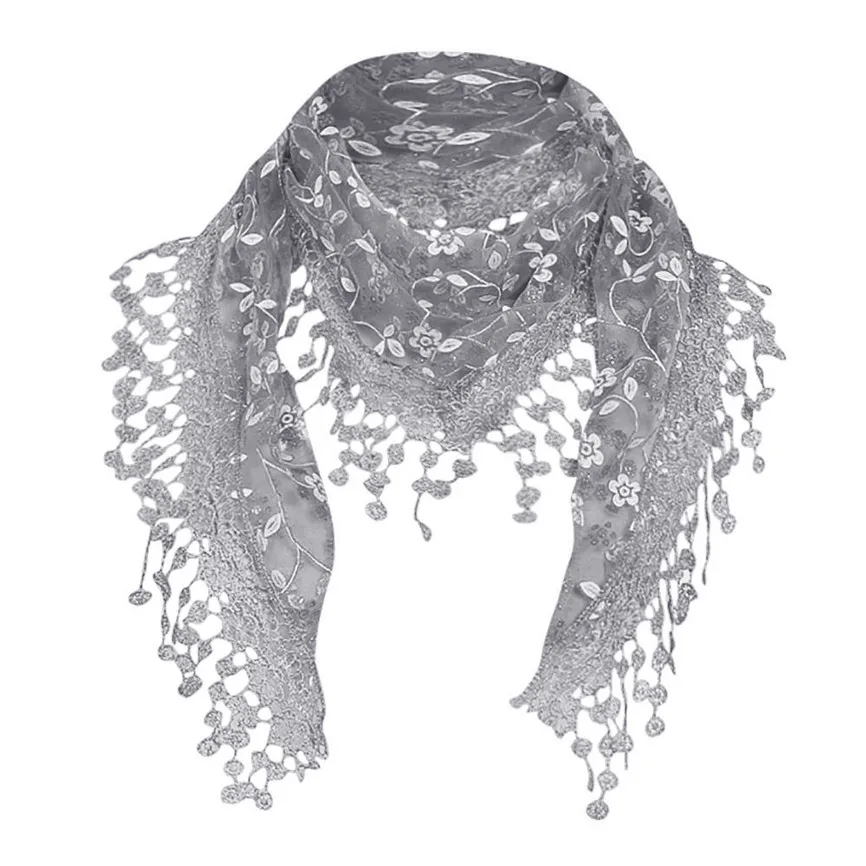 Женская Косынка, плотная шнурочная Цвет длинные мягкие Обёрточная бумага шарф Прозрачный цветочный, шарф-шаль с кисточками новейший фантастический верхняя шаль шарфы Y7 - Цвет: Gray